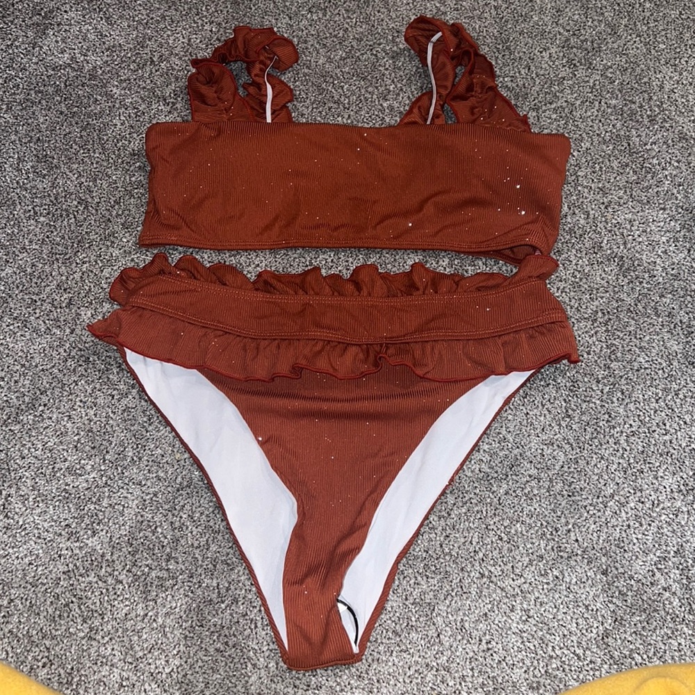 Ribbed Frill Trim Bikini